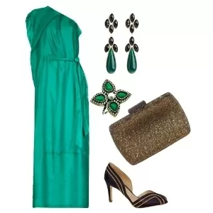 acessorios para vestido verde esmeralda de festa