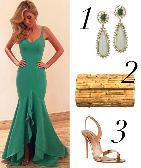 acessorios para vestido verde esmeralda de festa