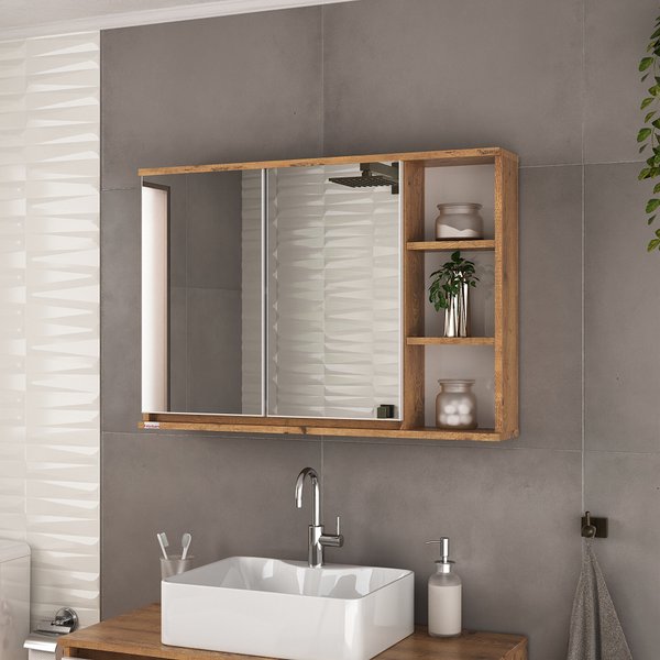 ideias de armário espelheira para banheiro pequeno