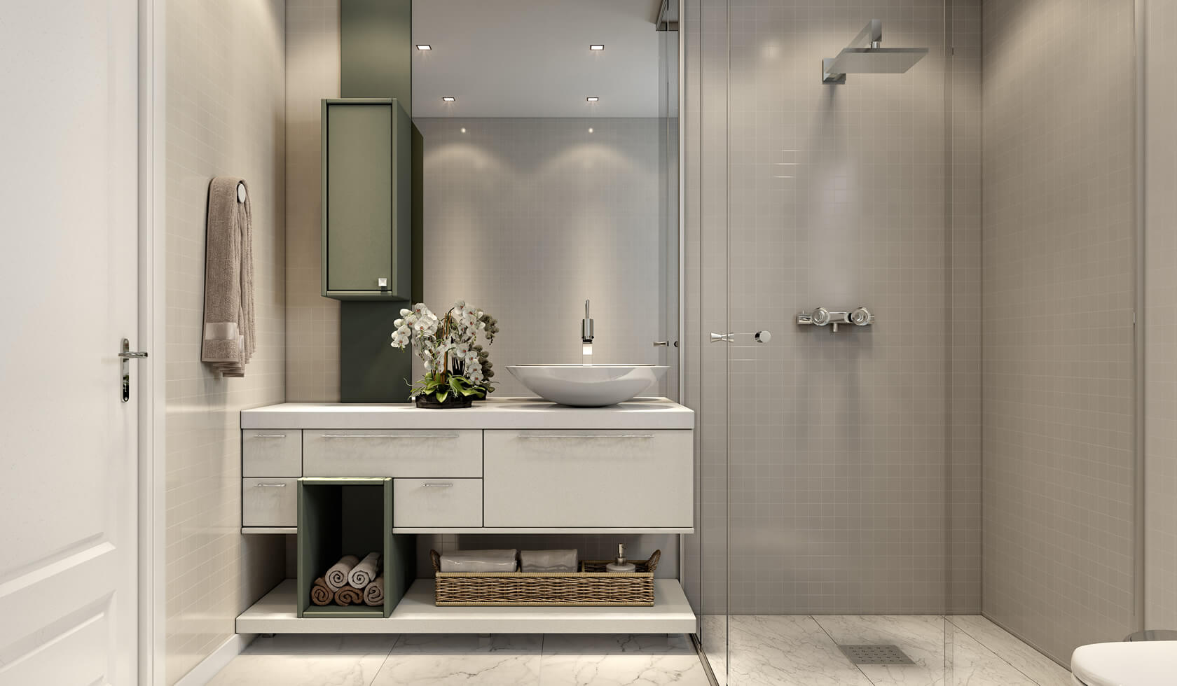 armário espelheira banheiro com iluminação LED