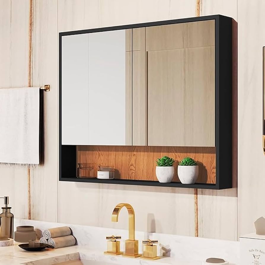 ideias de armário espelheira para banheiro pequeno