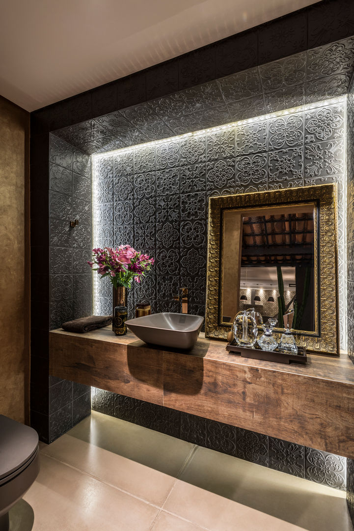 inspiração azulejos banheiro cores terrosas