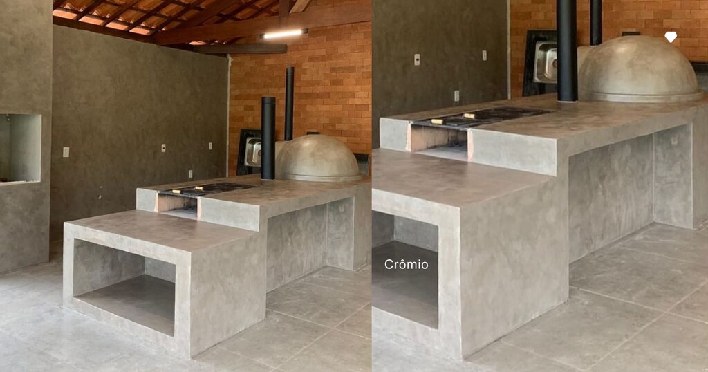 bancada de cozinha de cimento queimado