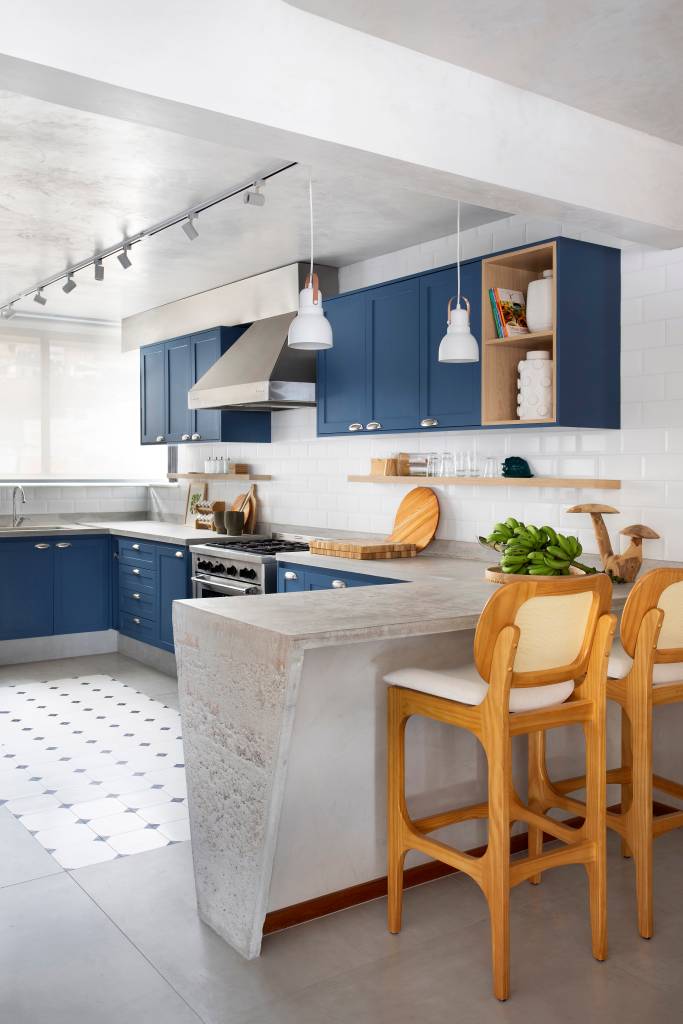 bancada de cozinha de cimento queimado