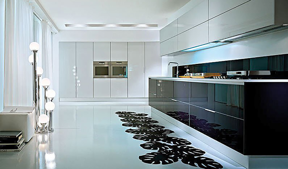 bancada de cozinha de vidro