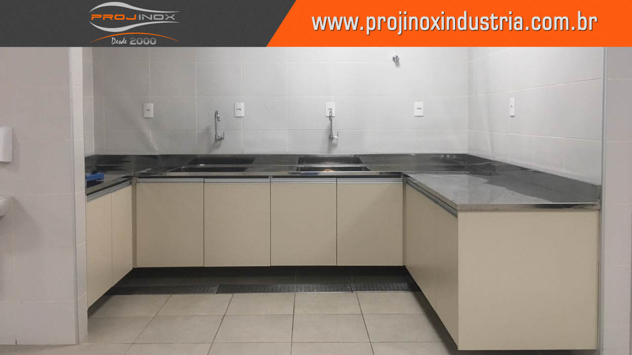 ideias bancada cozinha inox moderna