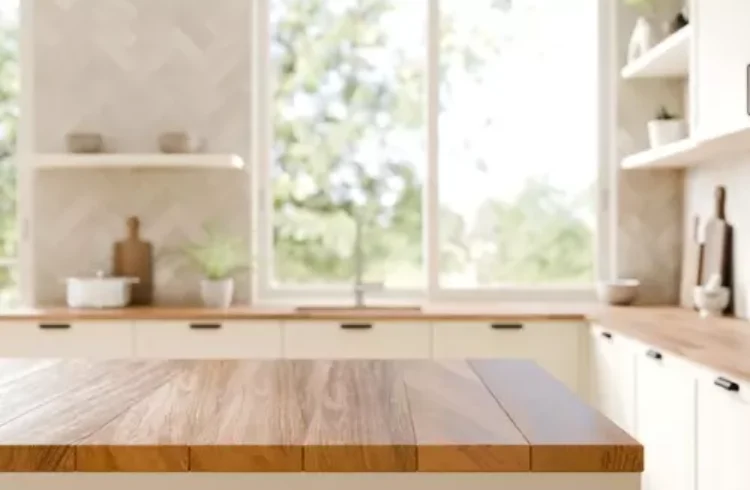 ideias de bancadas de madeira para cozinha pequena