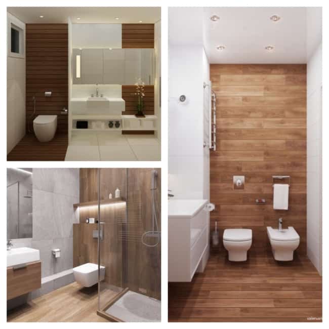 porcelanato amadeirado ou madeira natural banheiro