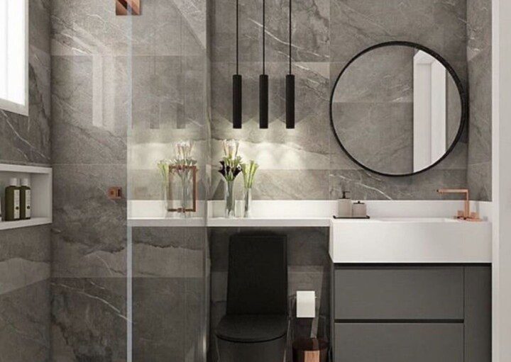 quanto custa reformar banheiro com revestimento cinza