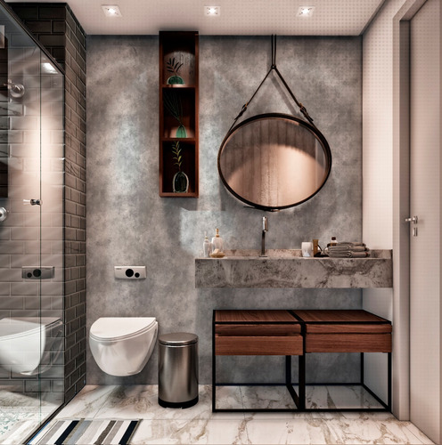 banheiro com cimento queimado