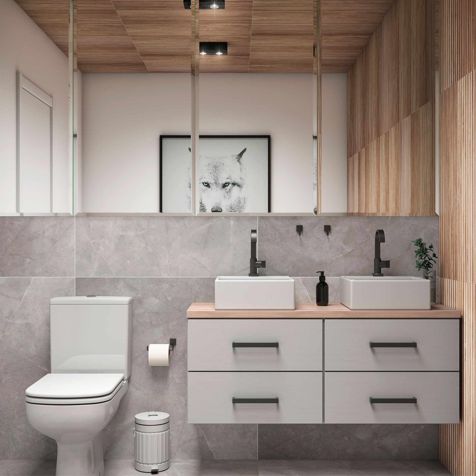 banheiro com cimento queimado