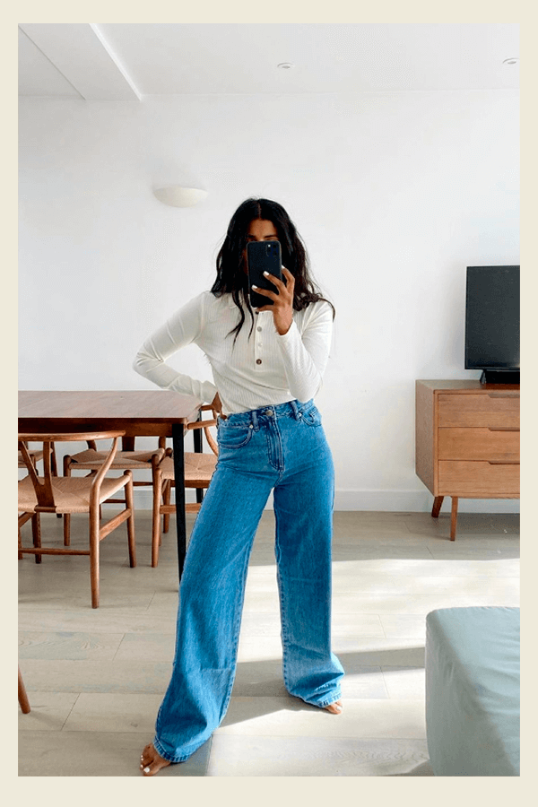 calça jeans wide leg cintura super alta