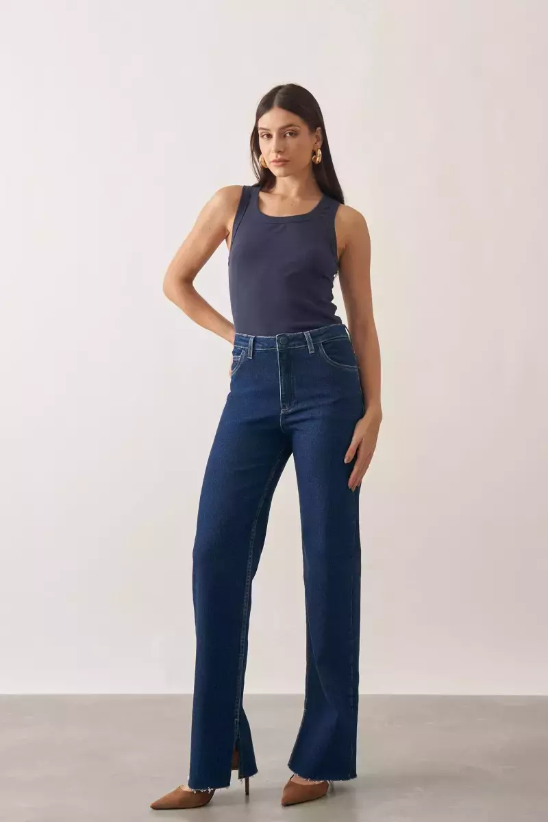 calça jeans wide leg plus size