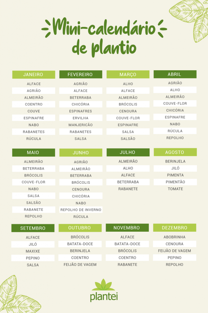 calendario de plantio horta