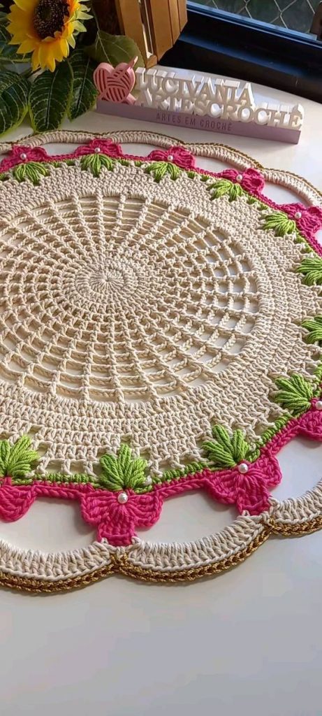preço caminho de mesa crochê flores artesanal