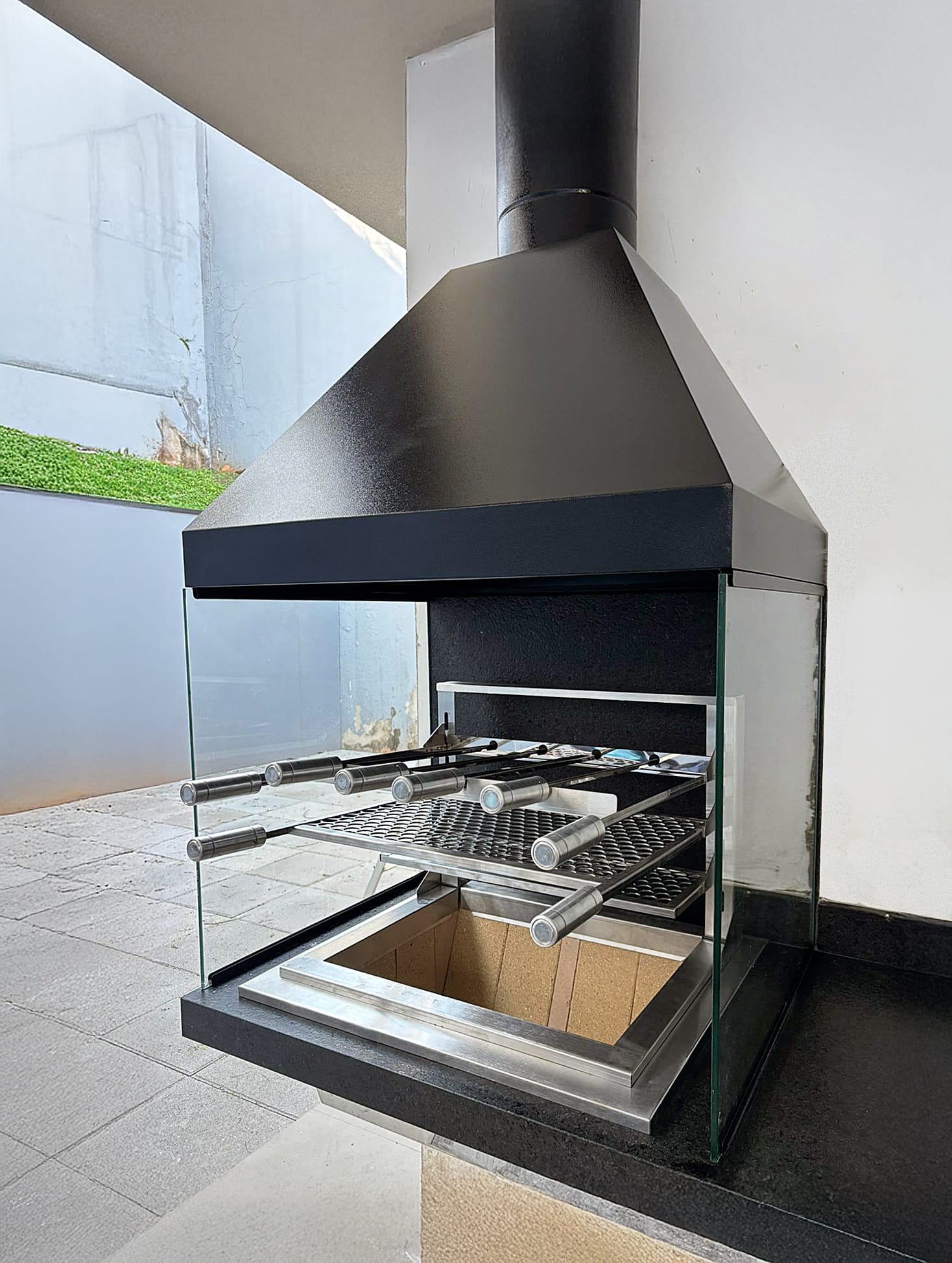 churrasqueira de vidro temperado