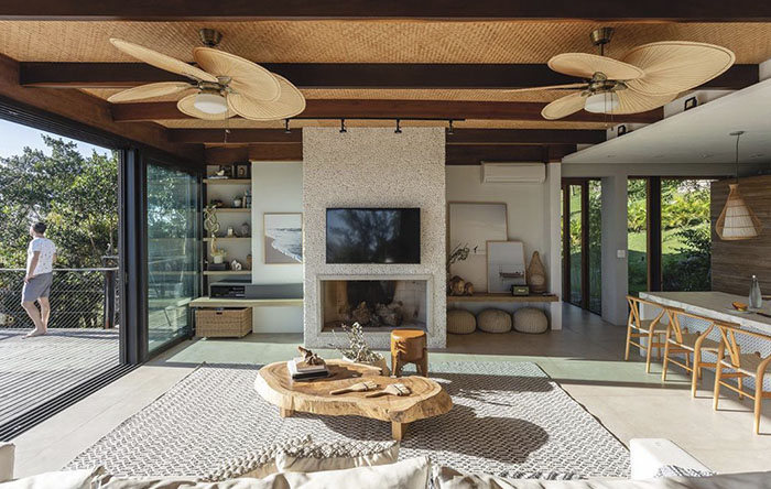 porcelanato ou cimento queimado sala praia