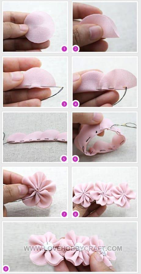 como fazer flores de tecido