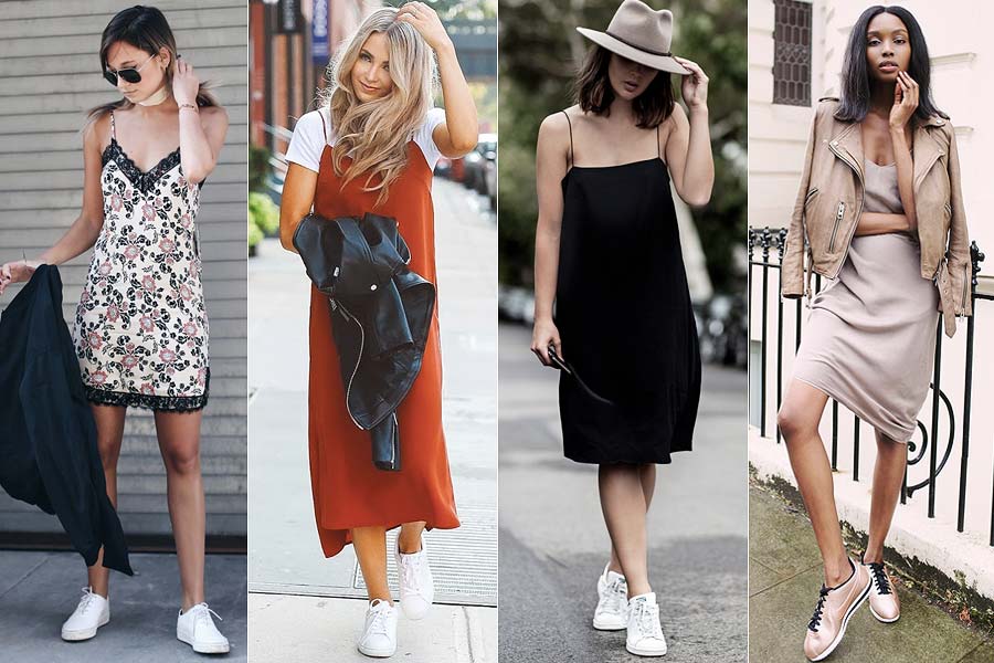 Os melhores tênis para seu slip dress