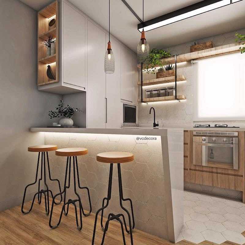 ideias de cozinha americana decorada moderna