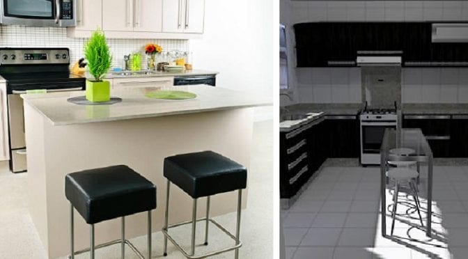 cozinha com ilha pequena