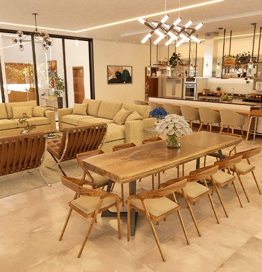sala com cozinha integrada