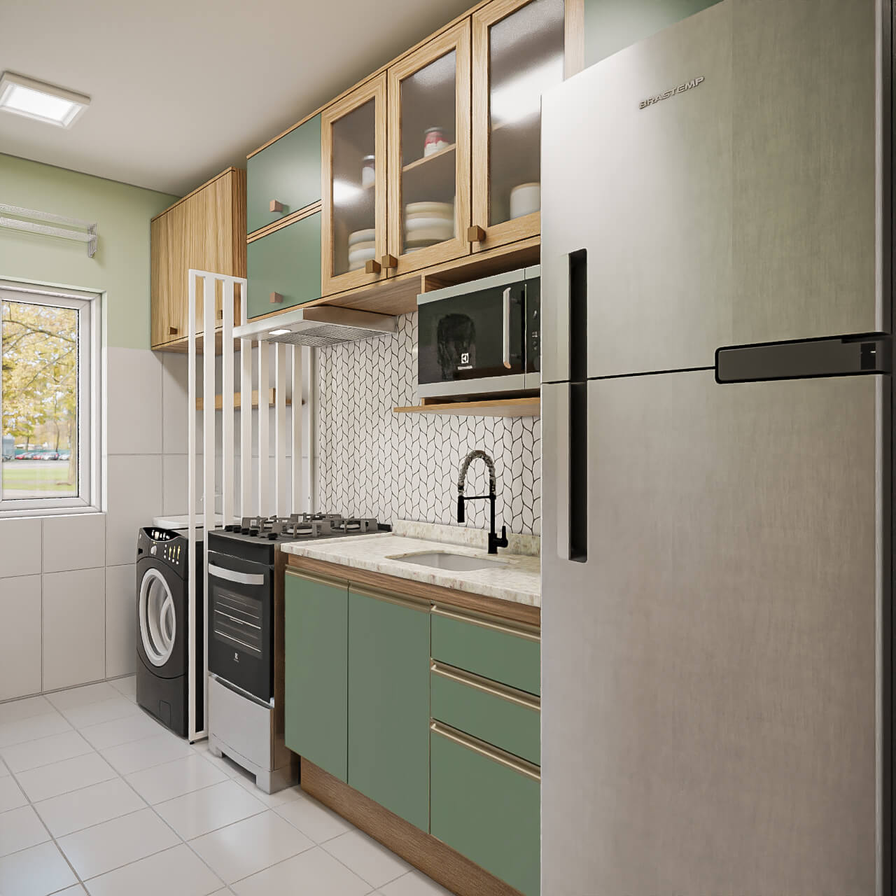 Cores e Iluminação que Transformam Cozinhas Estreitas