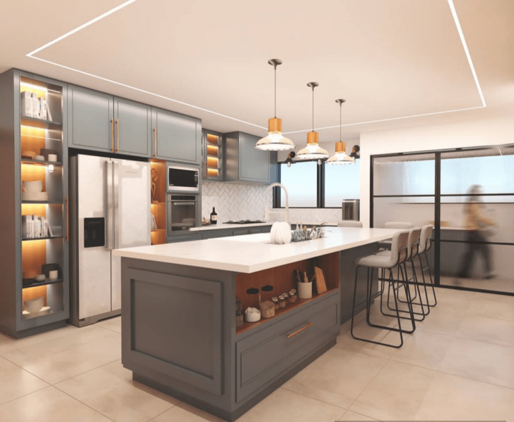 cozinha planejada com ilha em U
