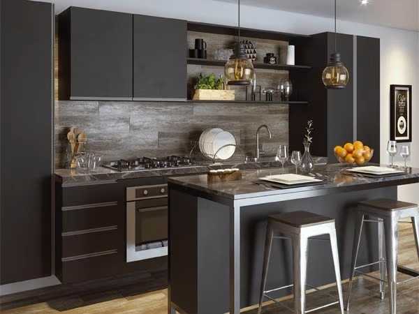 cozinha planejada preta