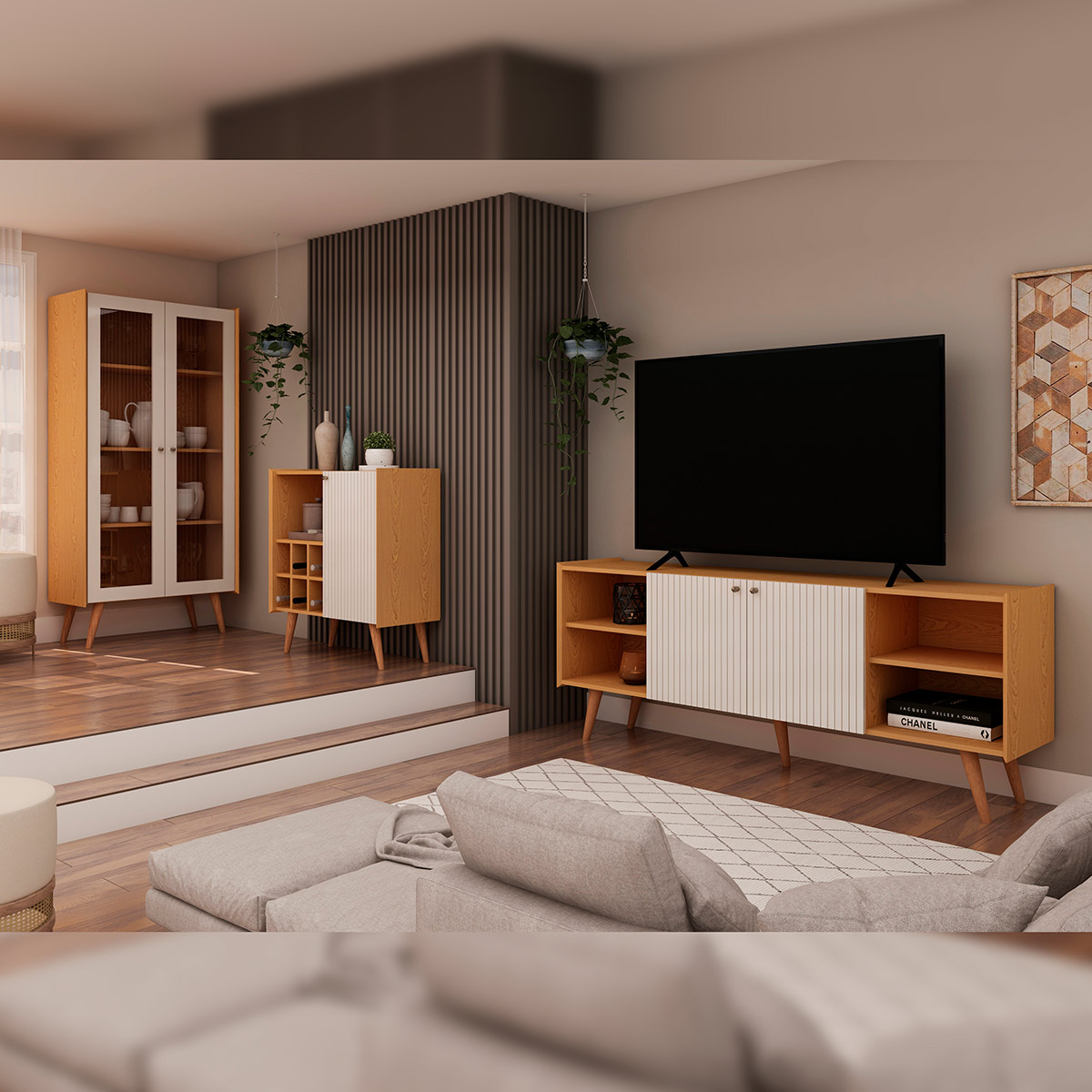 ideias de cristaleira moderna para sala de estar