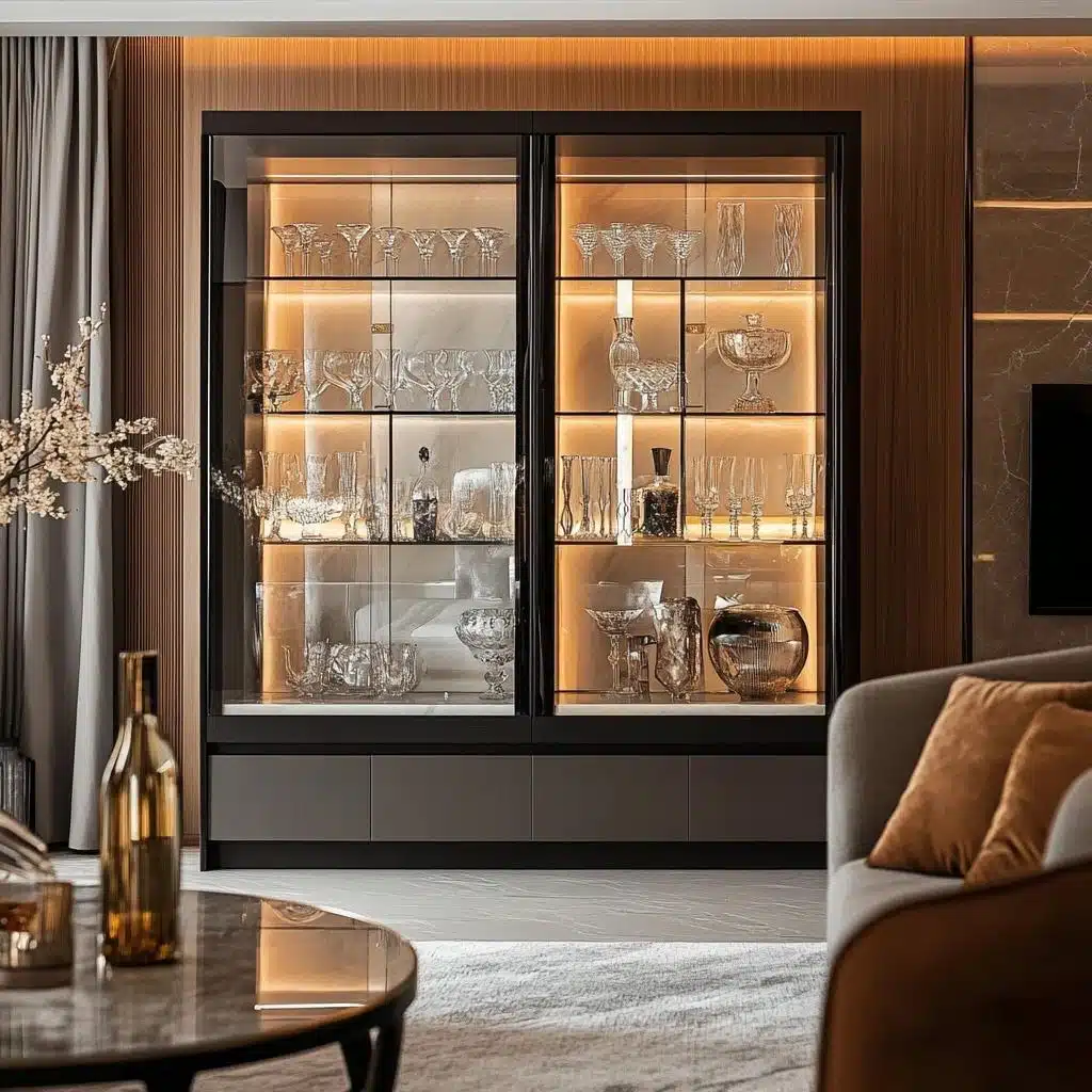 cristaleira de madeira ou metal qual escolher