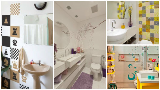 ideias criativas decoracao banheiro adesivo