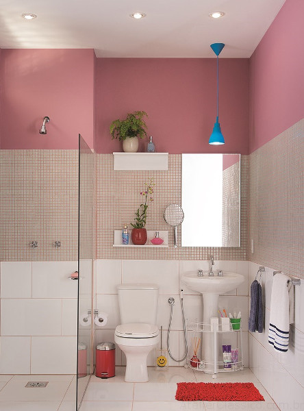 quanto custa decorar banheiro com pastilha rosa