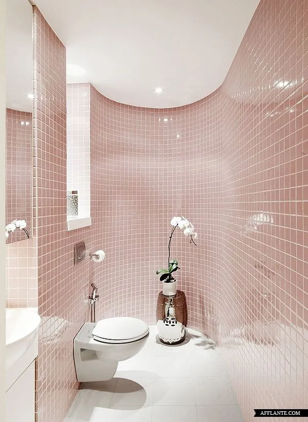 pastilha rosa meia parede banheiro pequeno