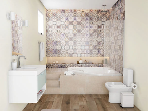 decoracao de banheiro com pastilha rosa