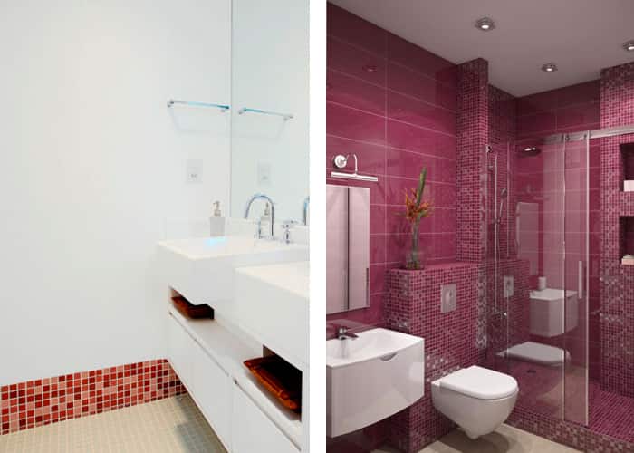 pastilha rosa ceramica ou adesiva para banheiro