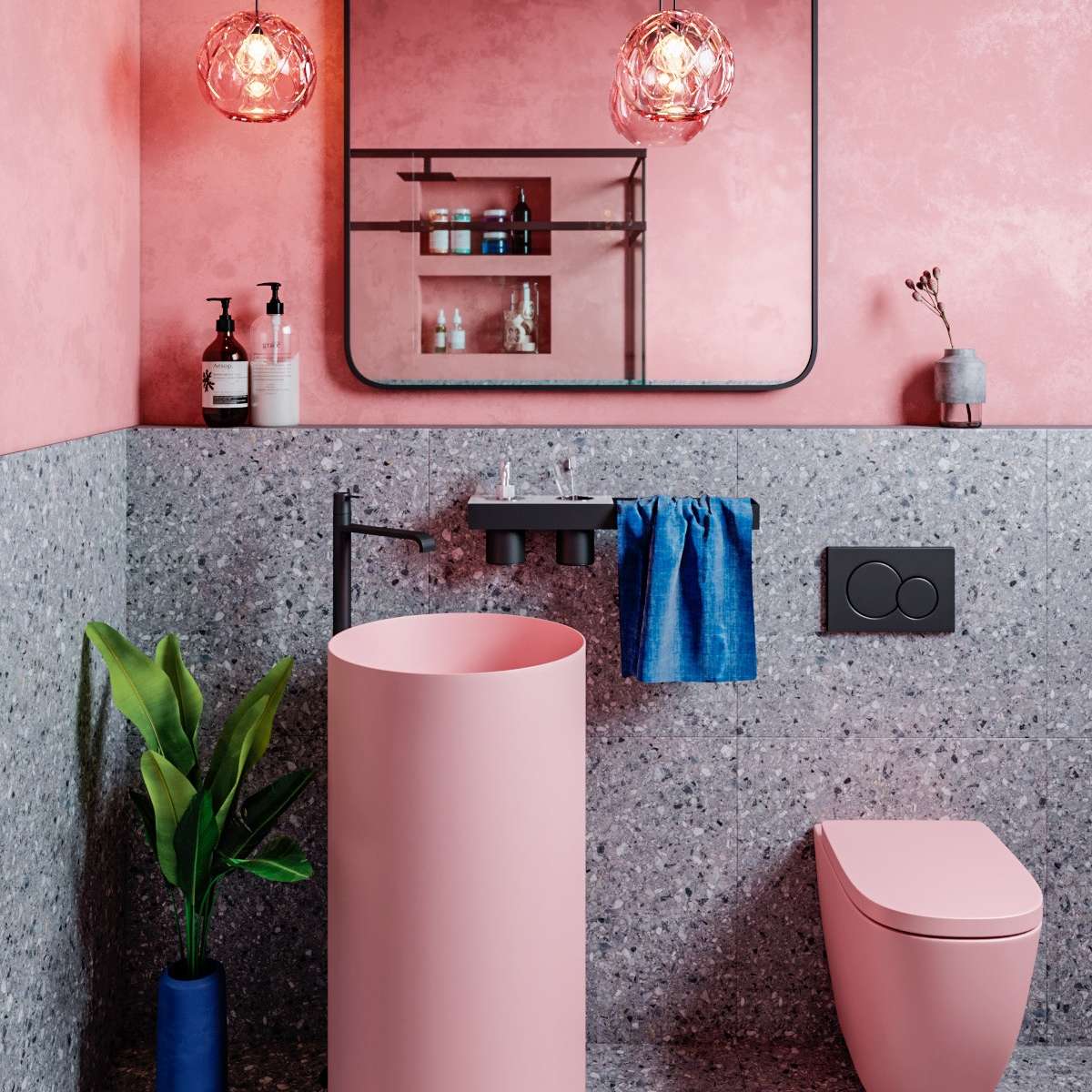 quanto custa decorar banheiro com pastilha rosa