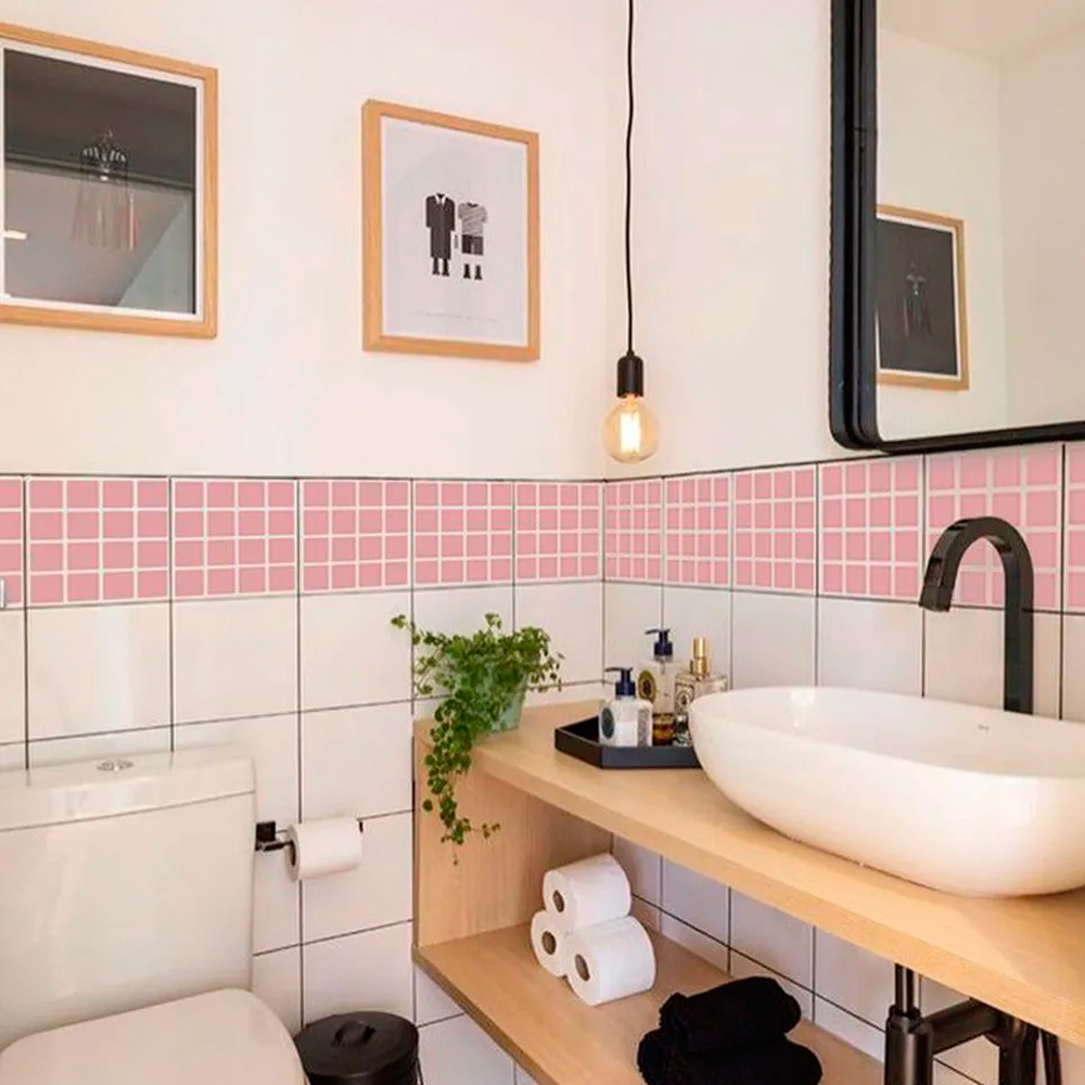 pastilha rosa ceramica ou adesiva para banheiro