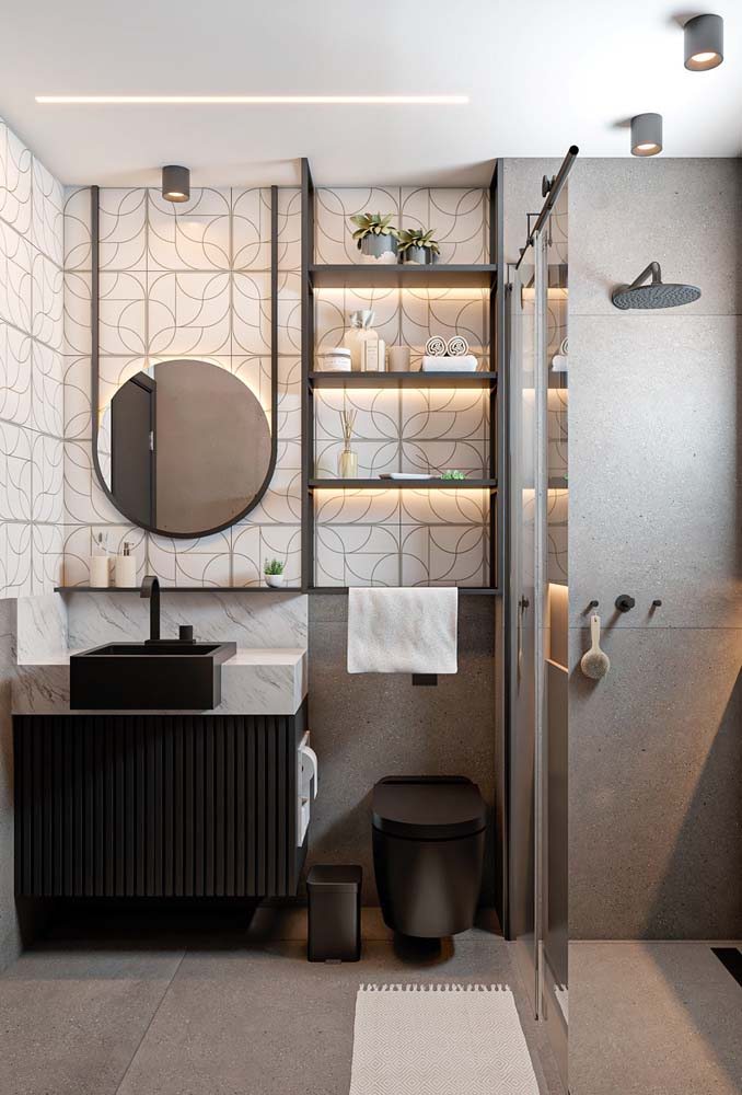 decoracao de banheiro preto