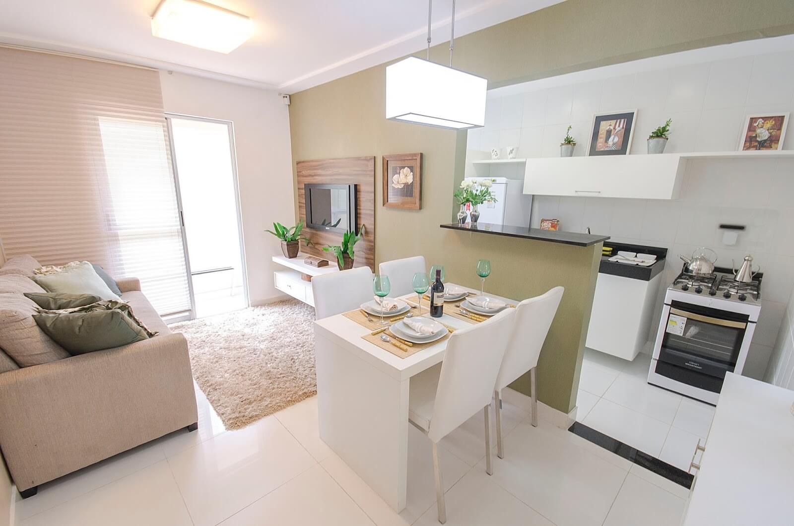 cozinha americana com balcao ou mesa