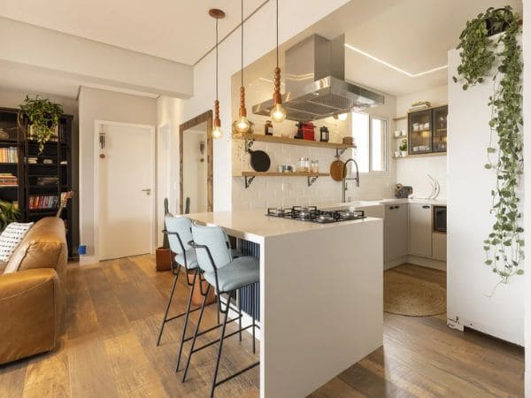 cozinha americana com balcao ou mesa