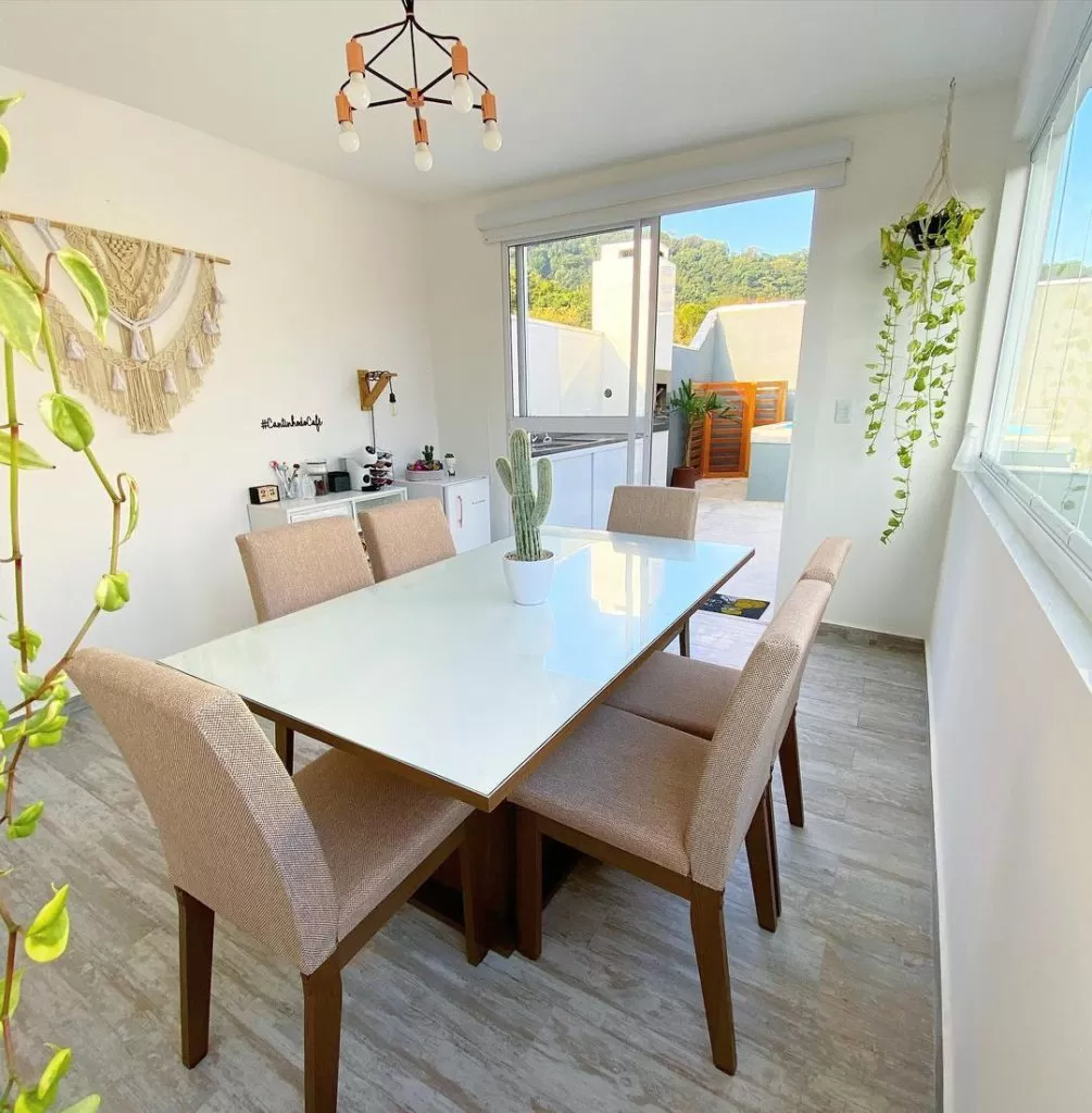 decoracao de cozinha com mesa retangular 6 lugares