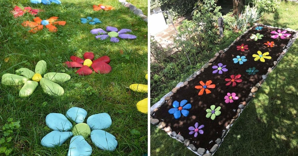 decoracao de jardim com pedras pintadas
