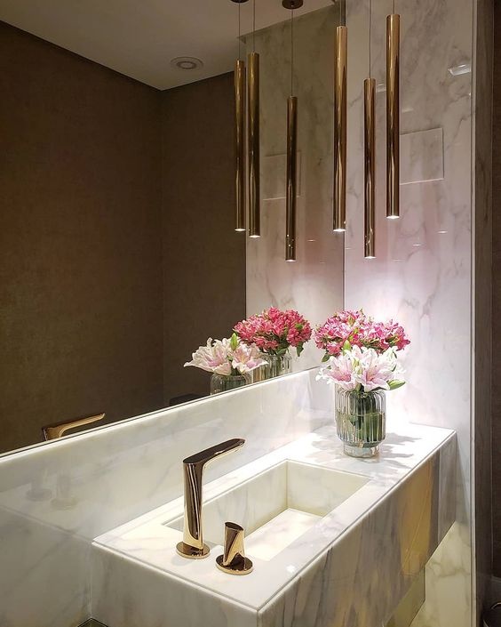 papel de parede lavabo com folhagens