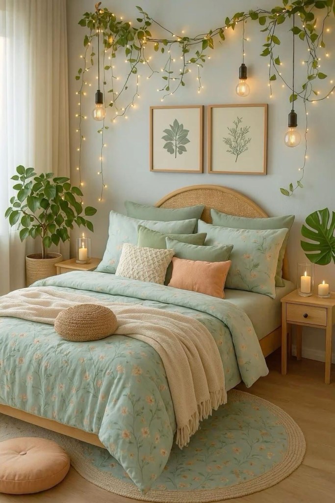 ideias de decoração de quarto com luzes de fada