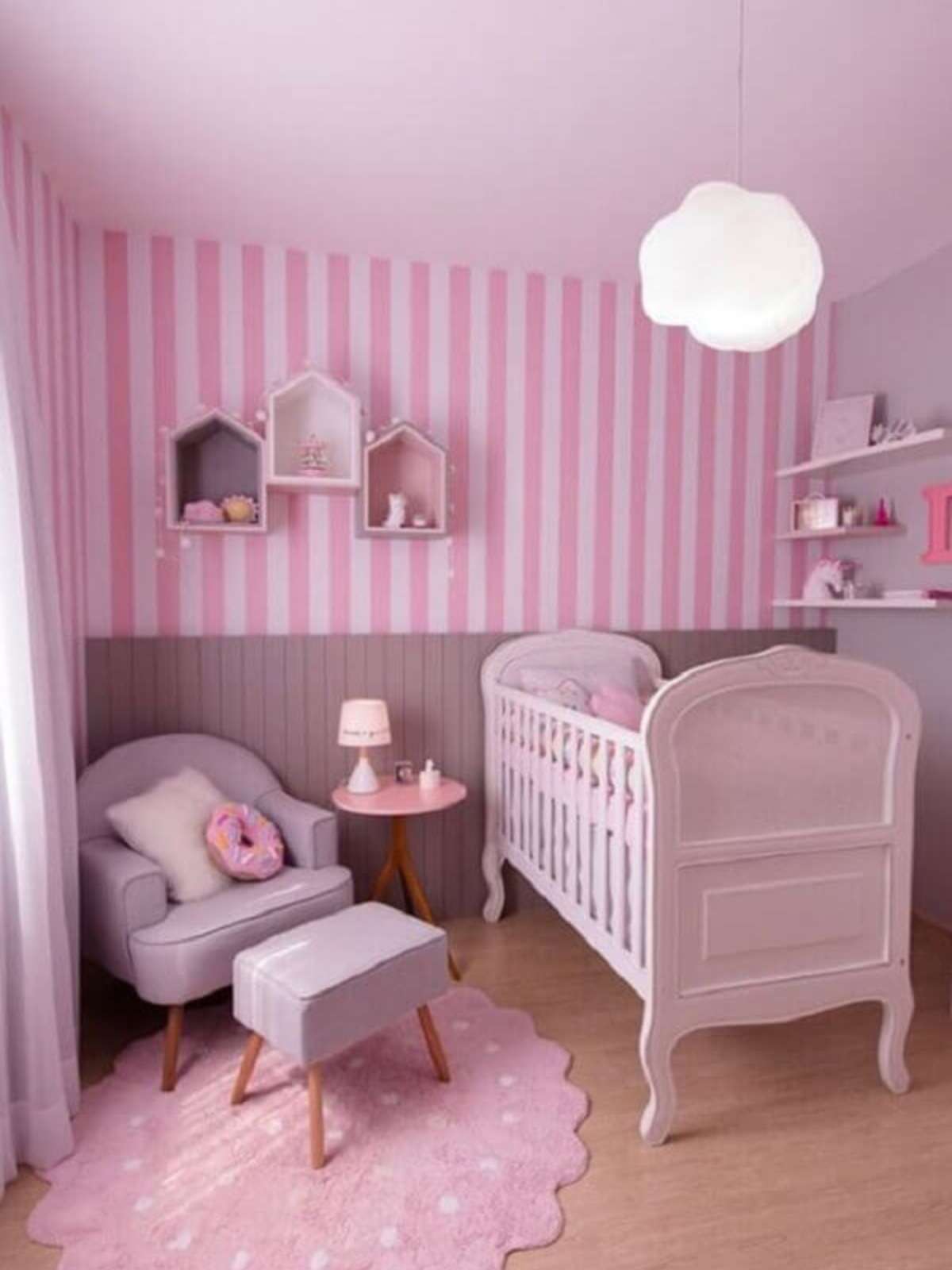 papel de parede geometrico rosa para quarto