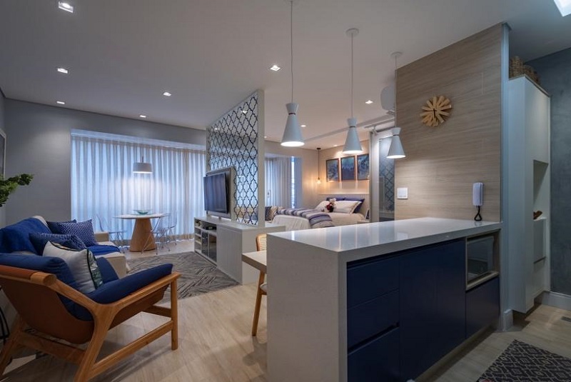 decoracao de sala com cozinha integrada