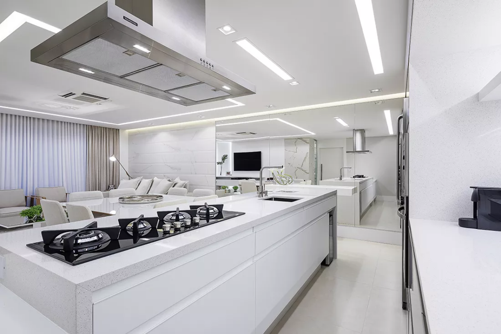 iluminação ideal para sala e cozinha integradas