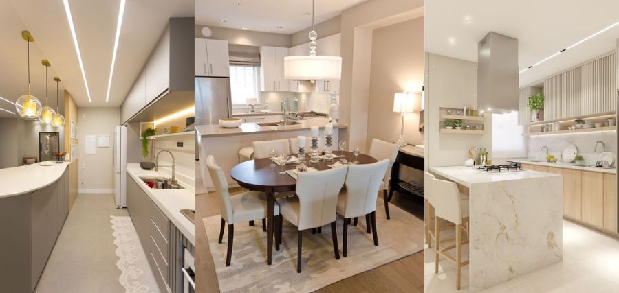 cozinha com ilha ou balcão para sala integrada qual escolher