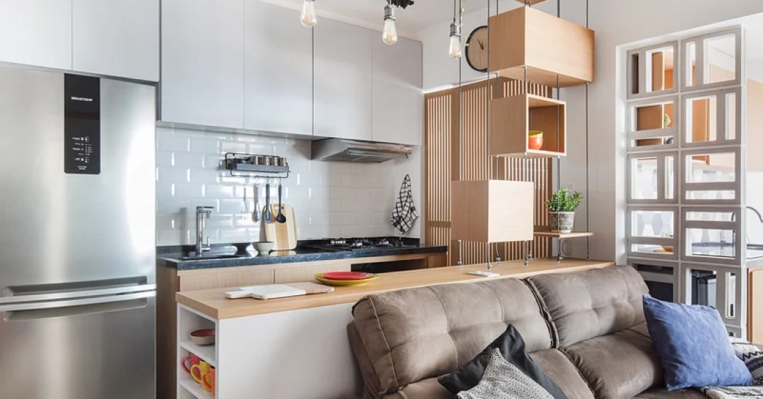 cozinha com ilha ou balcão para sala integrada qual escolher